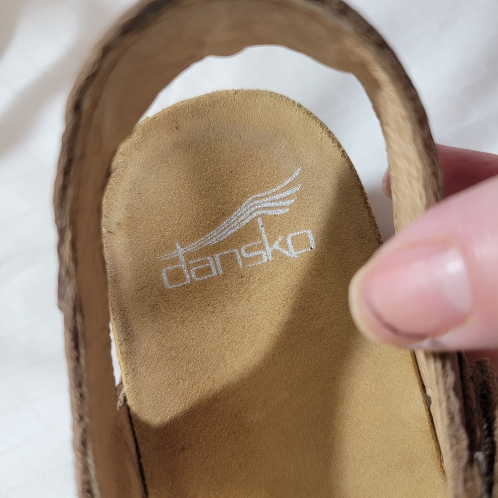 Dansko Tiffani 36 5.5-6 Milled Burnished Brown Leather Mary Jane Wedge Sandals - Picture 15 of 15